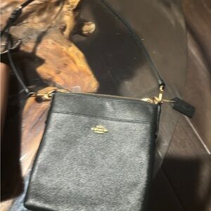 Coach dark green Leather Shoulder Bag with Gold Hardware